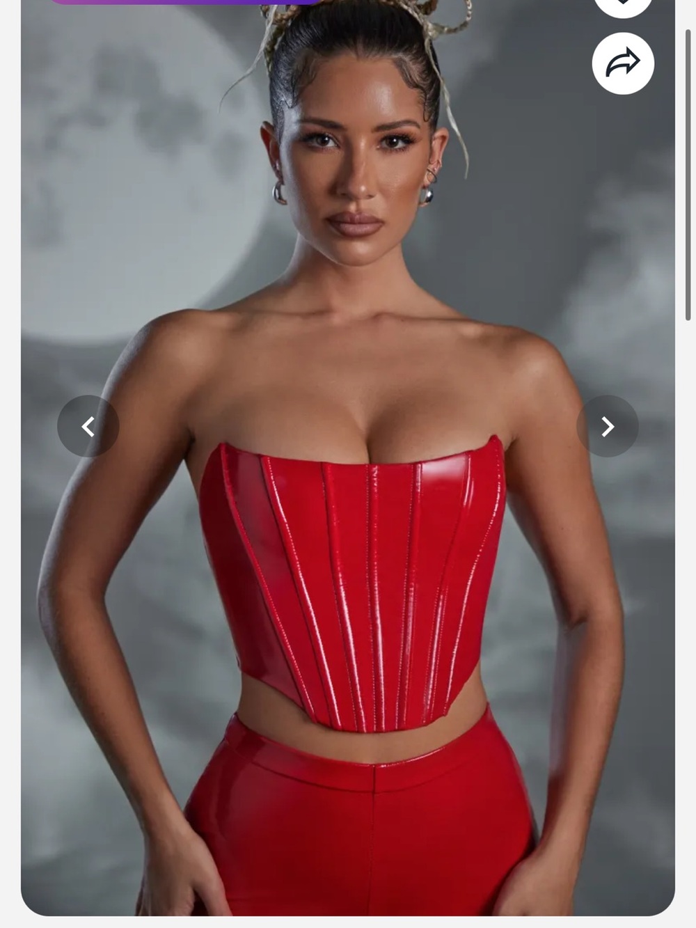 Oh Polly Black Vinyl Strapless Push Up Corset Top - Picture 4 of 9